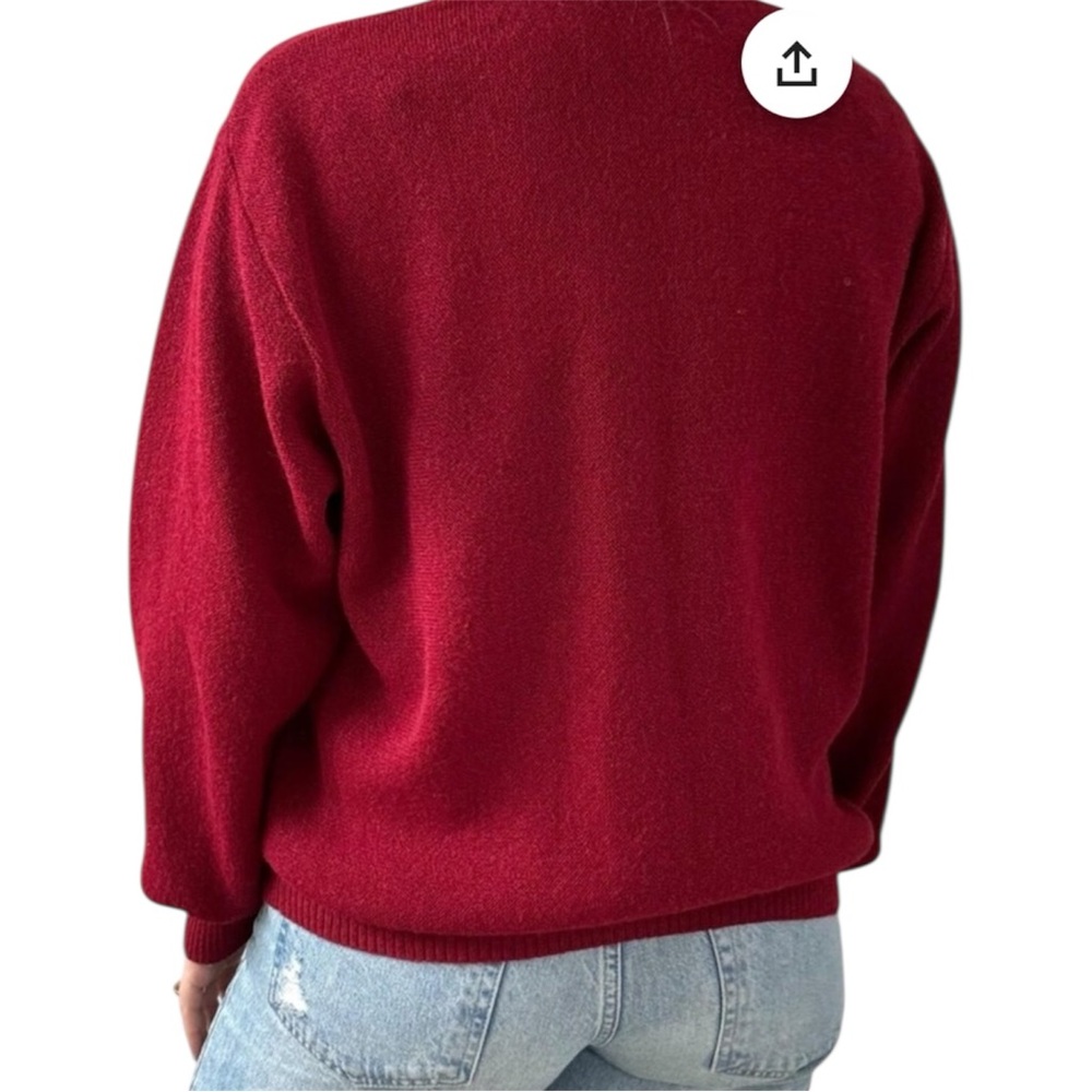 Peruvian Connection‎ Alpaca Red V Neck Pullover Sweater Size L Oversized - Picture 3 of 9